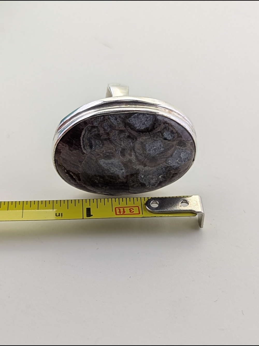 ✨ Vintage Sterling Silver Statement Ring Agate Cabochon ✨ - Picture 6 of 7